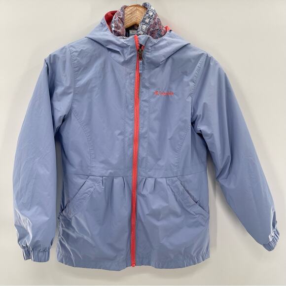 Columbia Interchange Two Layer Blue Southwest Geometric Coat Jacket Girls Medium - Picture 2 of 16
